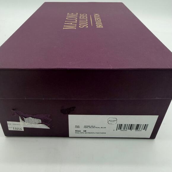 Malone Souliers Bridgerton Sonia Ostrich Feather Trim Satin High Heel Sandal 38 - Picture 11 of 11